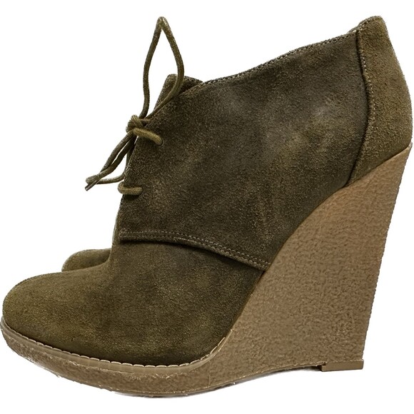 Enzo Angiolini Flory women size 7M suede green leather lace up booties - Picture 3 of 12